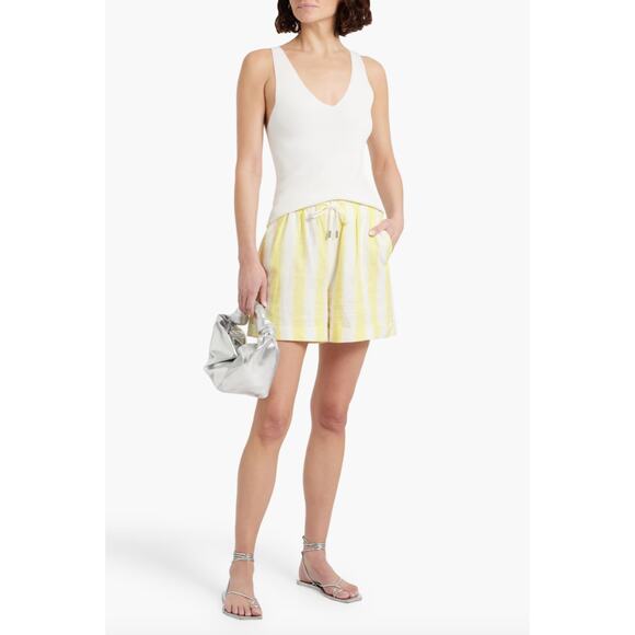 NWT Womens Bohemian Simkhai Sonny Striped Linen-Blend Shorts size 4 Quiet Luxury - Picture 1 of 5